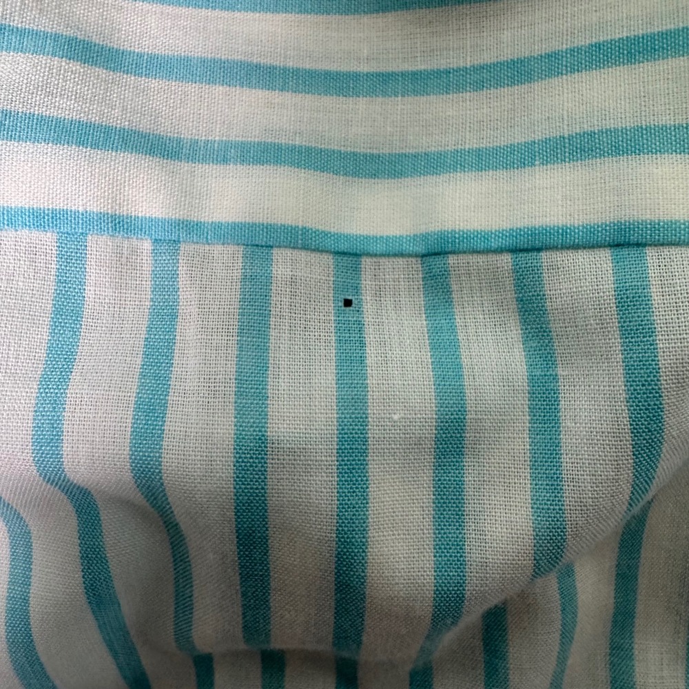 Christian Dior 80s Striped Short Sleeve Shirt Turquoise/Mint Green Mens Size 16 - Picture 8 of 8